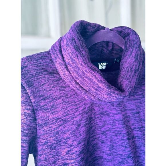 Lands’ End Women’s Size XS Heathered Purple Cowl Neck Fleece Pullover Sweater - Picture 6 of 13